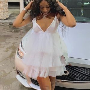 FashionNova ruffle white dress